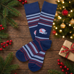 Navy Ole Miss Helmet Dress Socks