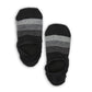 No-show socks in black and gray color block design, offering a non-slip, invisible fit for casual and formal shoes