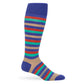 Jones bold striped men‚Äôs dress sock‚Äîroyal blue, tan, red & emerald lines; TrueStay‚Ñ¢ non-slip cuff; supreme cotton yarn.