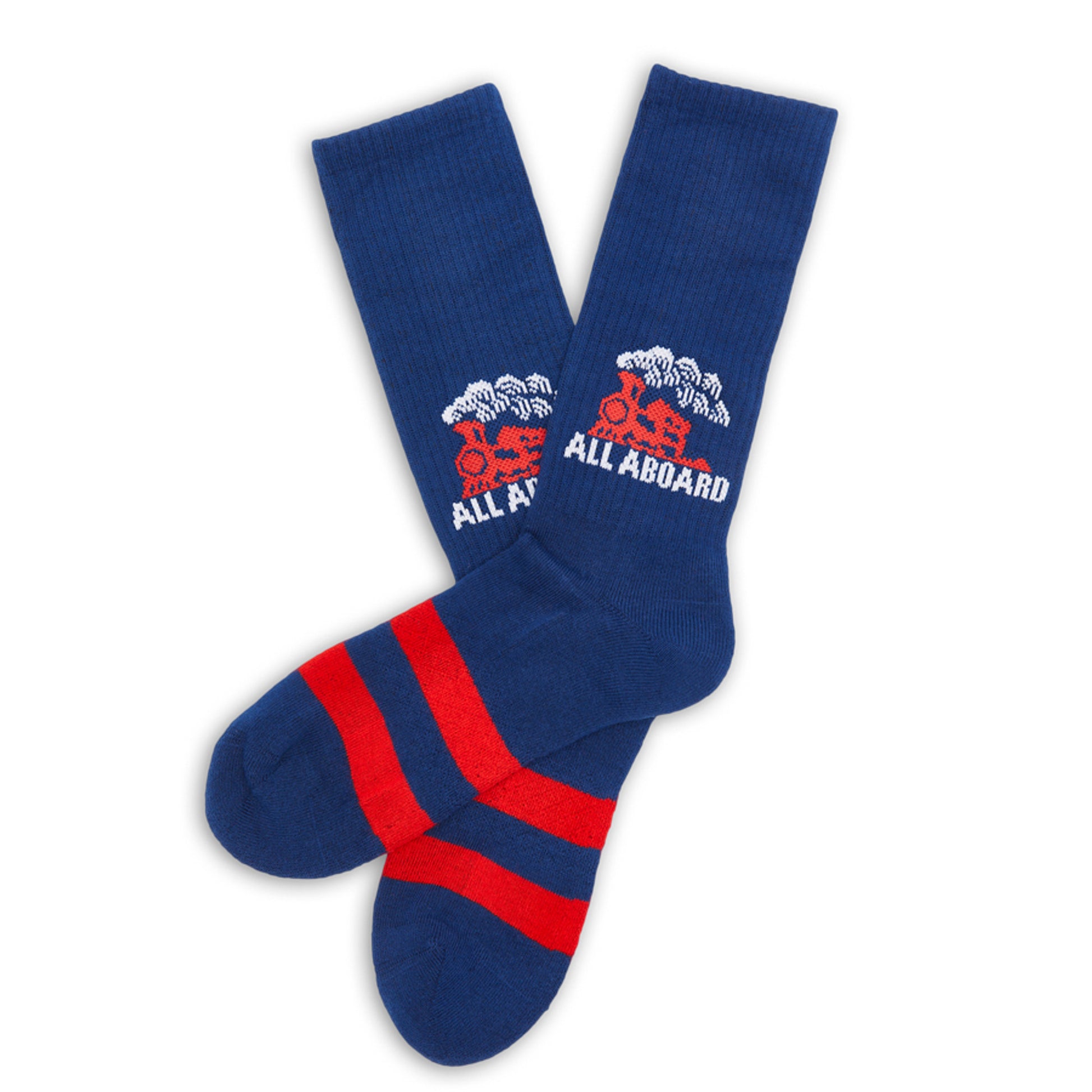 lane train navy casual socks laid out flat