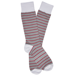 Grey w/ Crimson - Wide Stripe