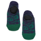 1  pair of no show socks lay flat navy green leaf design