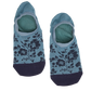 1 pair of no show socks lay flat powder blue navy leaf design