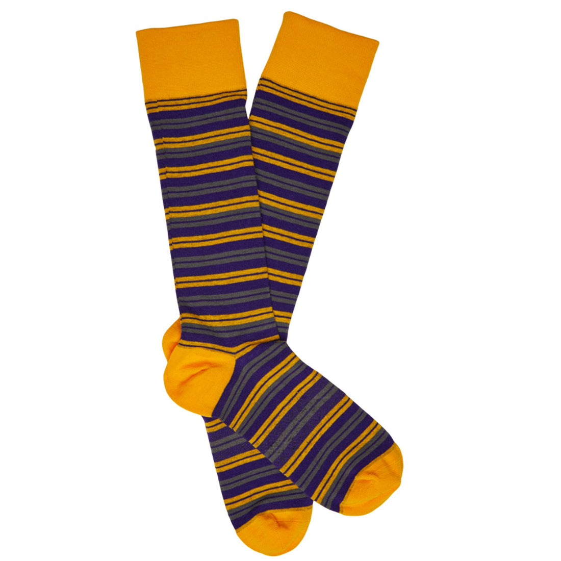 purple and gold stripe dress socks
