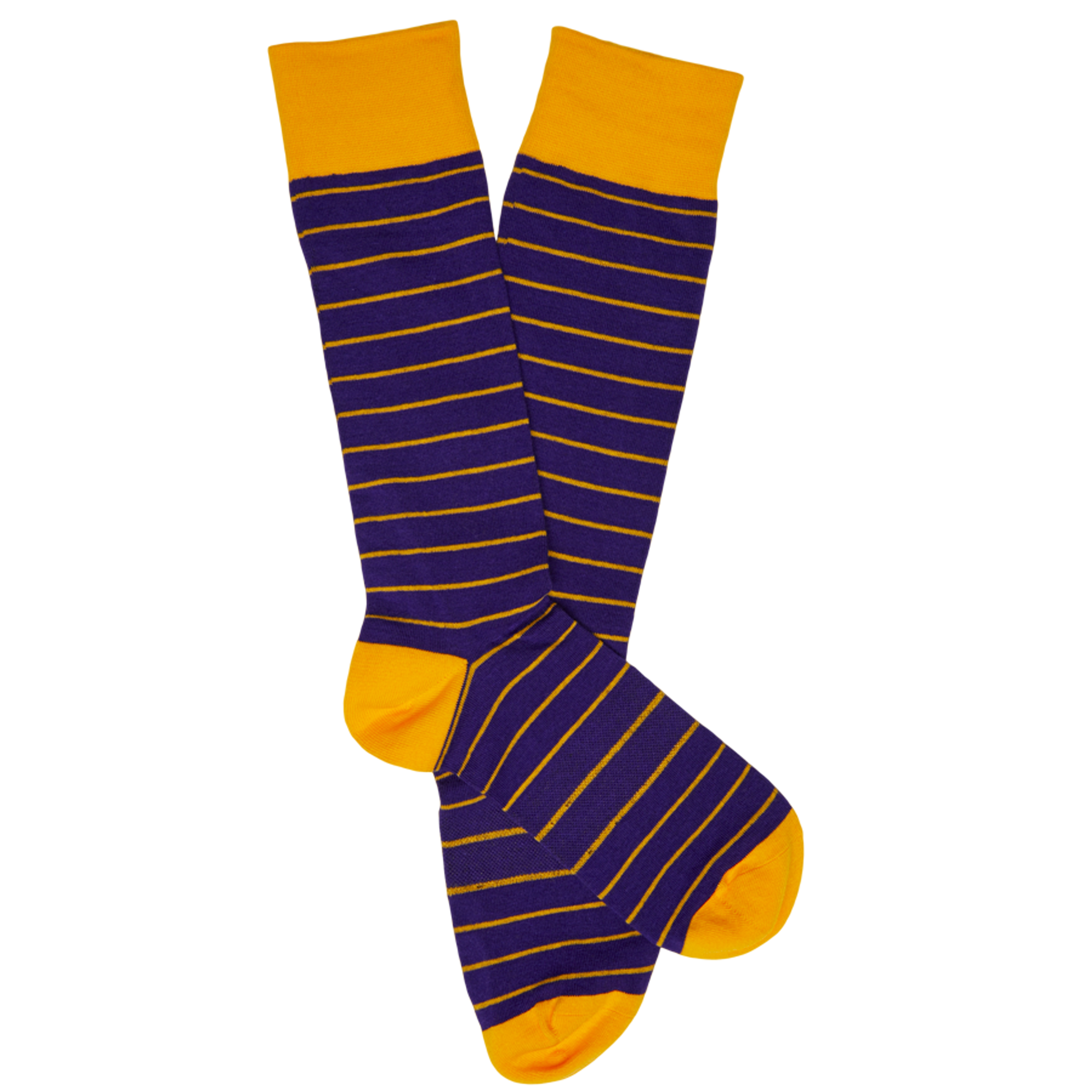 purple and gold wide stripe dress socks