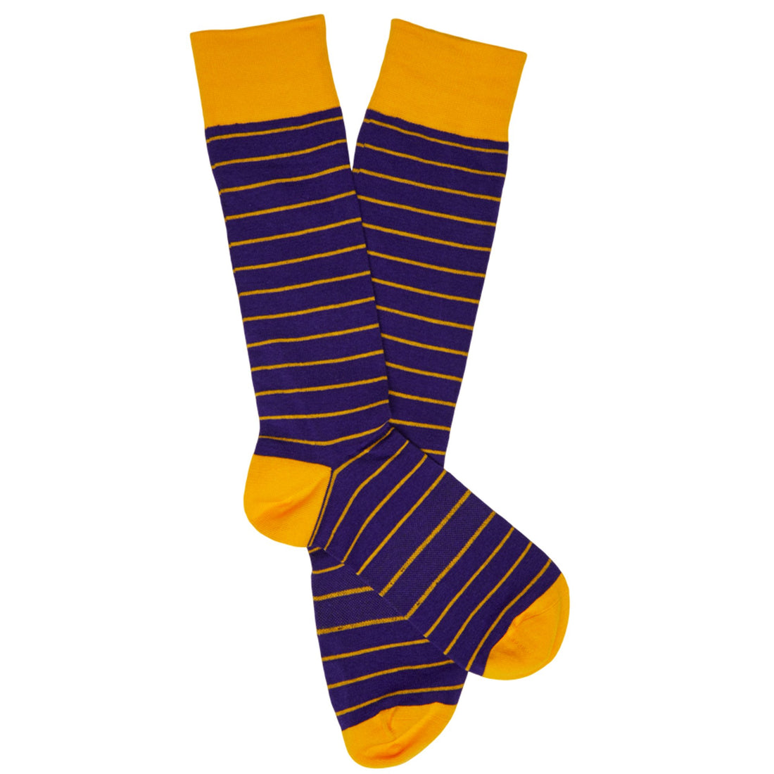 purple and gold wide stripe dress socks