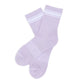Alternate flat-lay of lilac and white quarter crew socks.