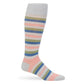 Louie pastel striped men‚Äôs dress sock‚Äîpeach, sage, sky blue & grey lines; TrueStay‚Ñ¢ non-slip cuff; supreme cotton yarn.
