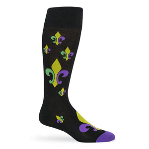 Wear DeadSoxy Mardi Gras - Large Fleur-de-lis Dress Socks