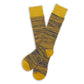 Gold and navy marl team color dress socks laid out flat