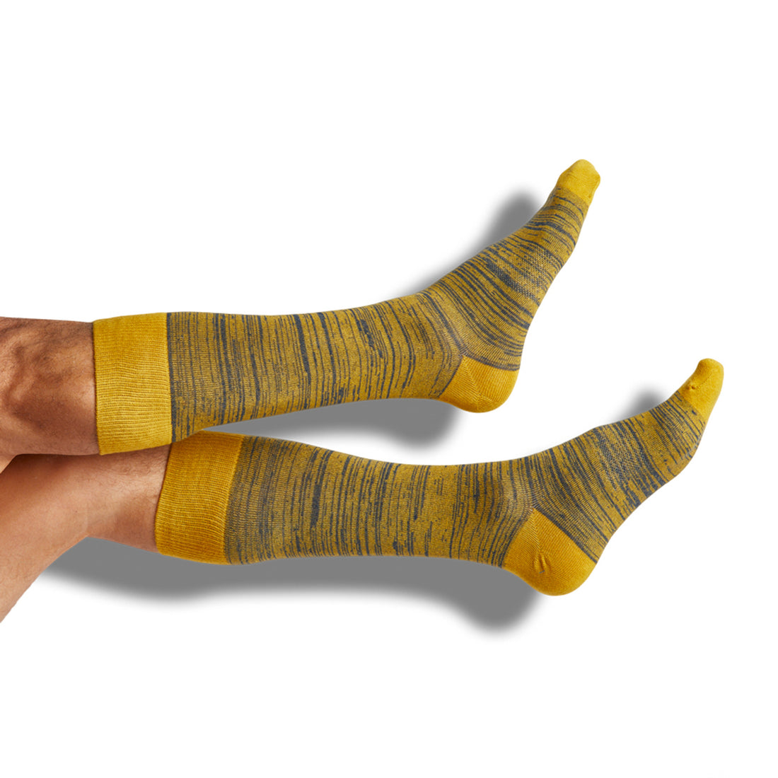 Gold and navy marl team color dress socks shown on dress socks
