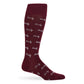 Maroon Howdy Dress Sock with 'Howdy' text pattern on sock mannequin.