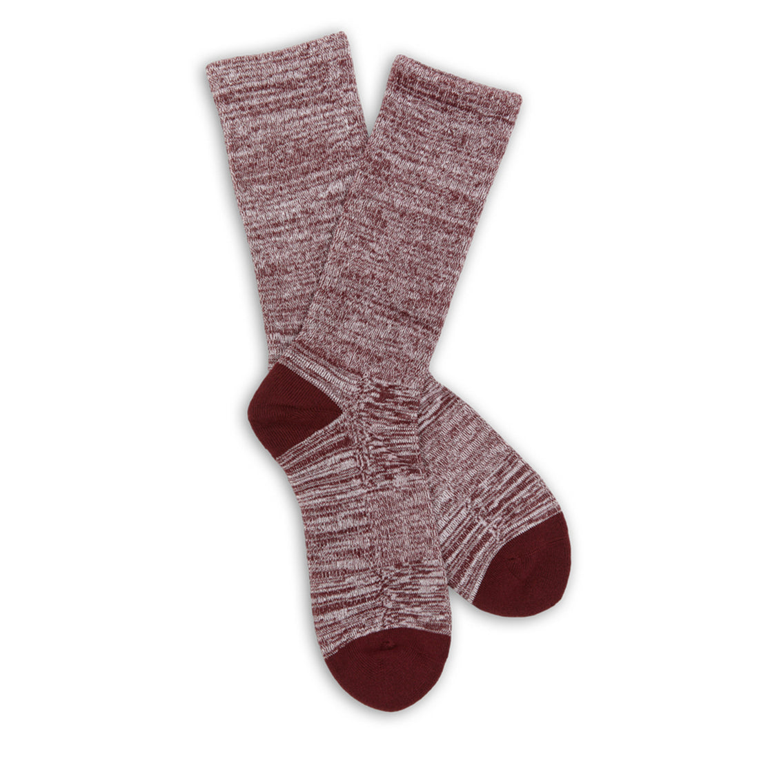 Maroon and grey marl casual socks with cushioned foot lay flat