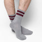 Gray Maroon Retro Stripe Casual Crew Socks