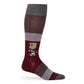 MSU Bulldawg Dress socks worn, showing the Bulldog mascot on maroon with gray colorblocking