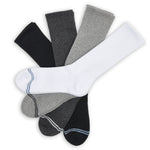 Casual Crew Socks 4-Pack Bundle in white, grey, charcoal, and black, ideal for versatile everyday wear and pairing with a range of shoes.