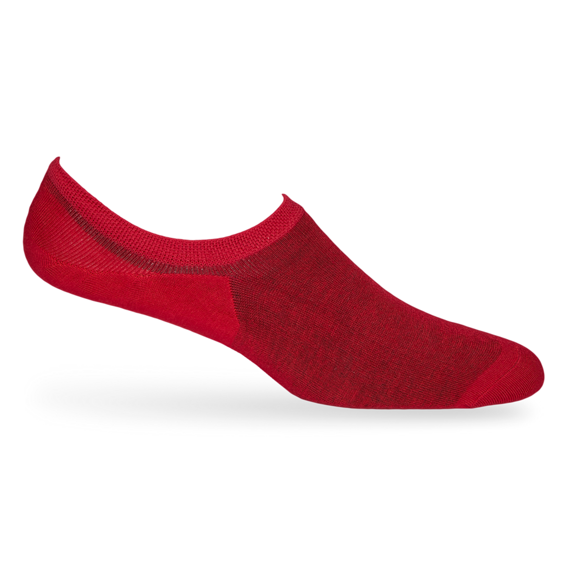 1 bright red no show sock on mannequin