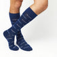 DeadSoxy Ole Miss Golding 4-Pack — Navy Mississippi dress sock, close-up worn detail
