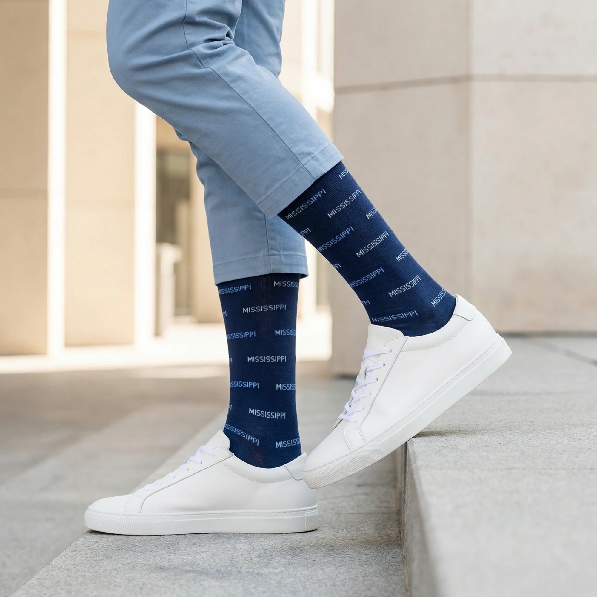 Navy Mississippi Dress Socks | Officially Licensed
