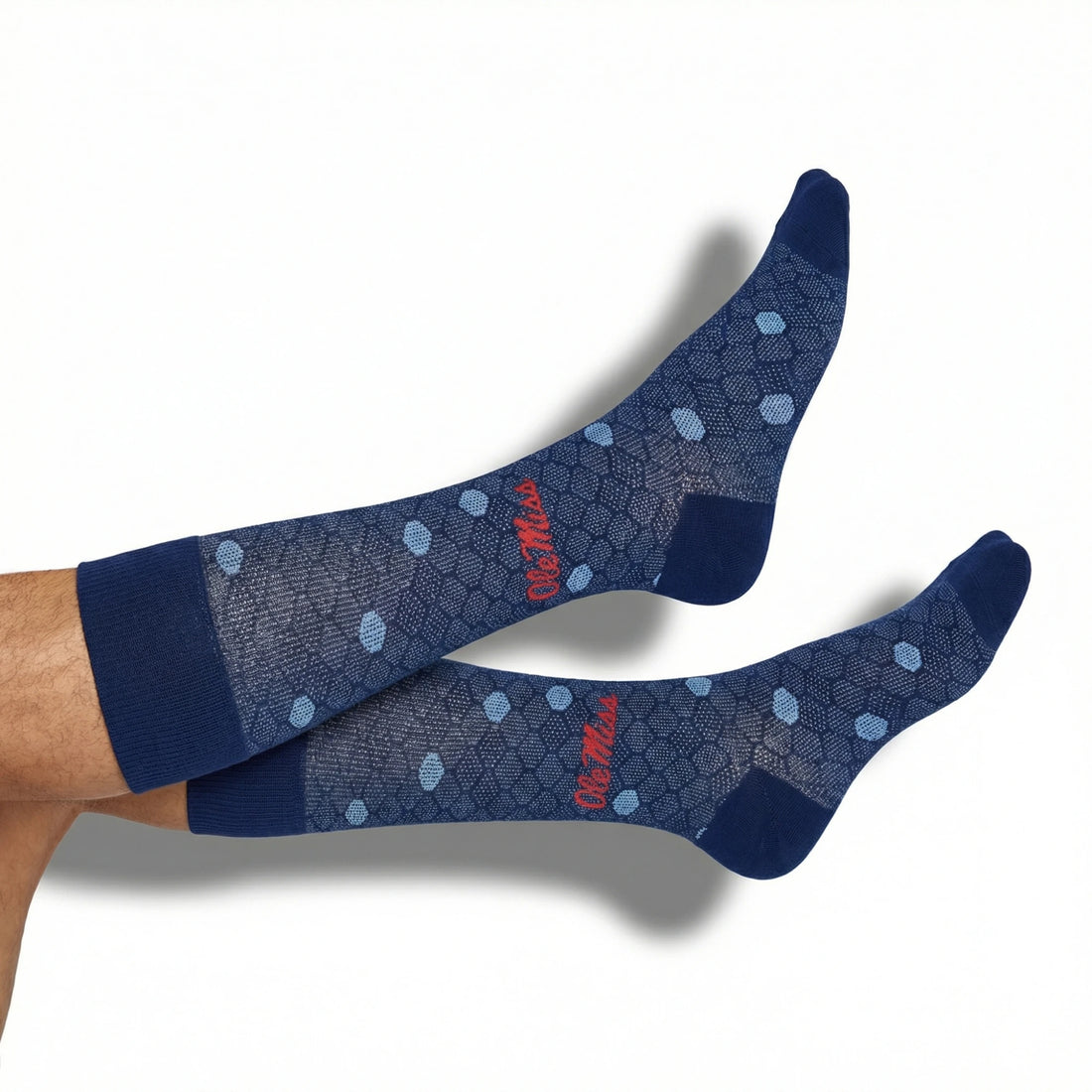 Navy Powder Mesh Dot Dress Socks