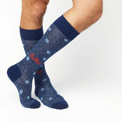 Navy Powder Mesh Dot Dress Socks