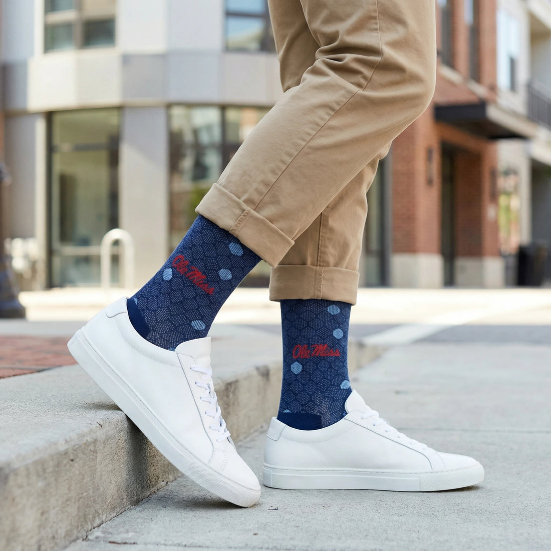 Navy Powder Mesh Dot Dress Socks