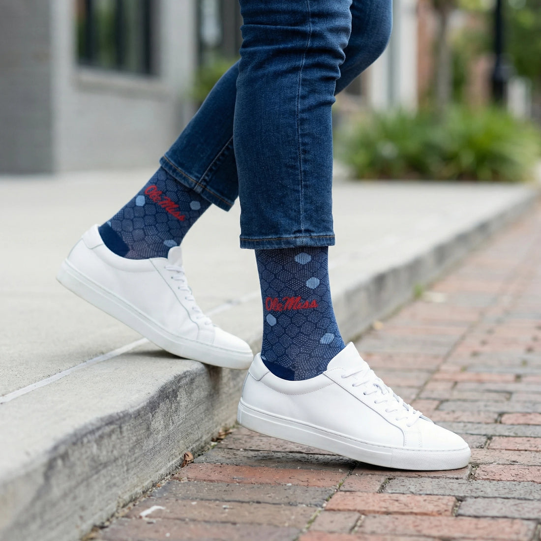 Navy Powder Mesh Dot Dress Socks