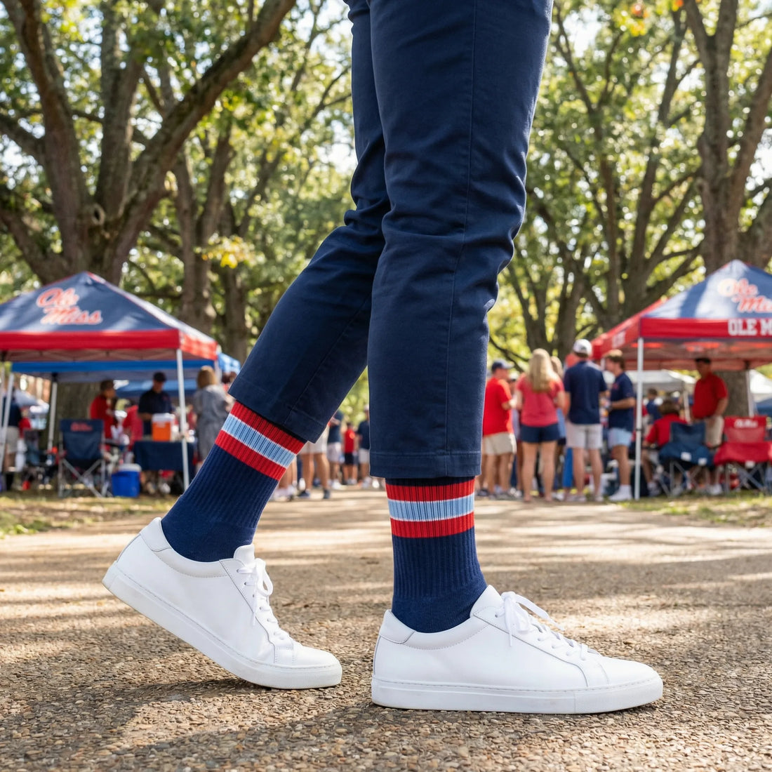 Navy Go Rebs Casual Crew Socks