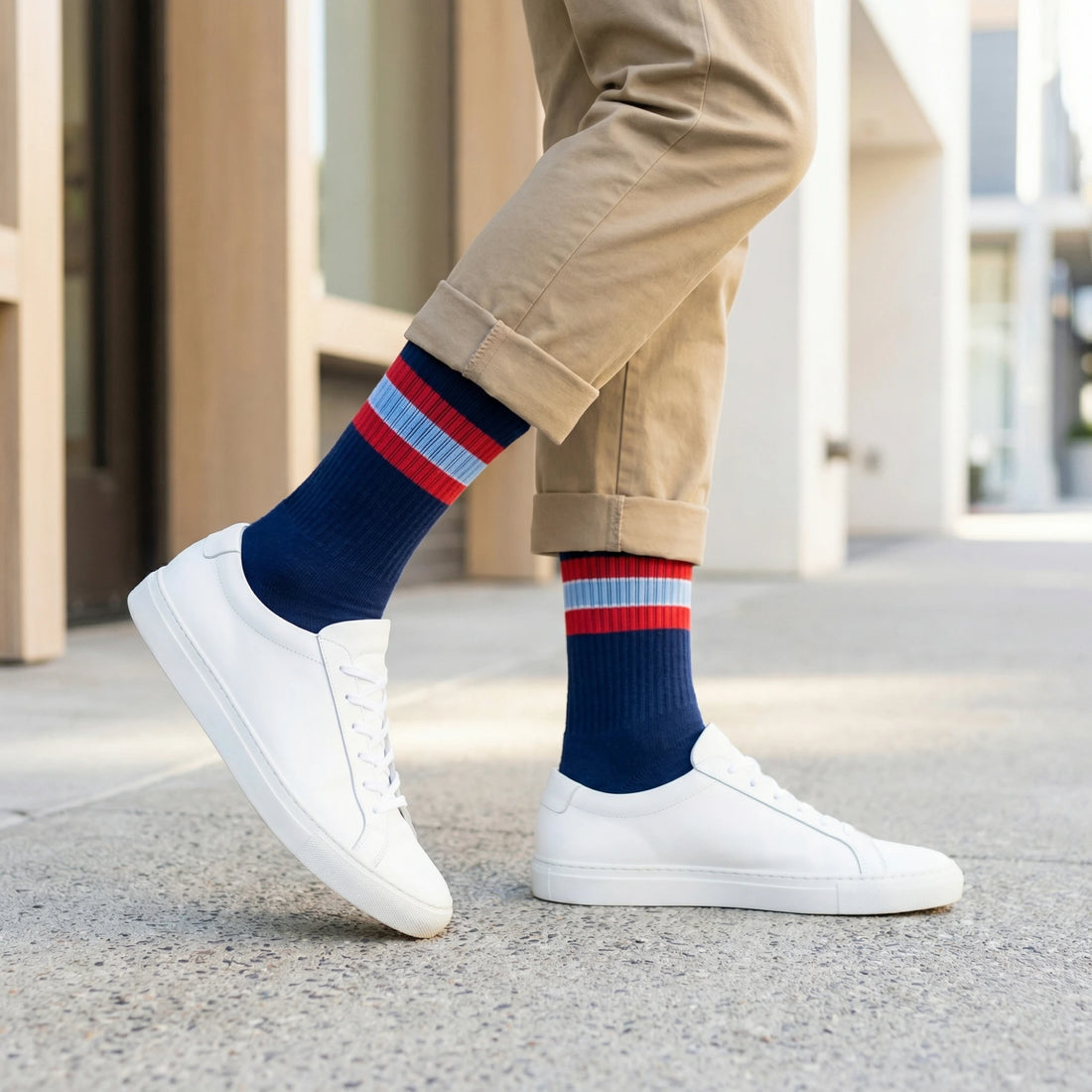 Navy Go Rebs Casual Crew Socks