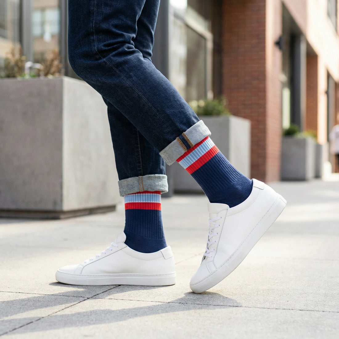 Navy Go Rebs Casual Crew Socks