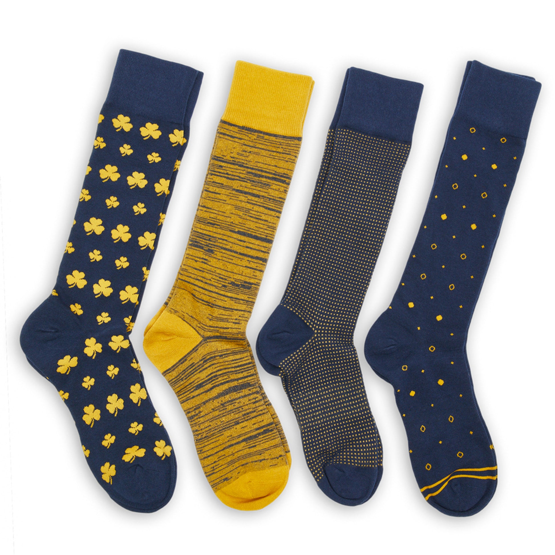 white casual socks with two gold retro stripes