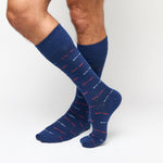 Navy Hotty Toddy Dress Sock with subtle 'Hotty Toddy' text in repeating pattern.
