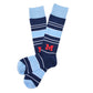 Navy Powder Stripe M Dress Socks