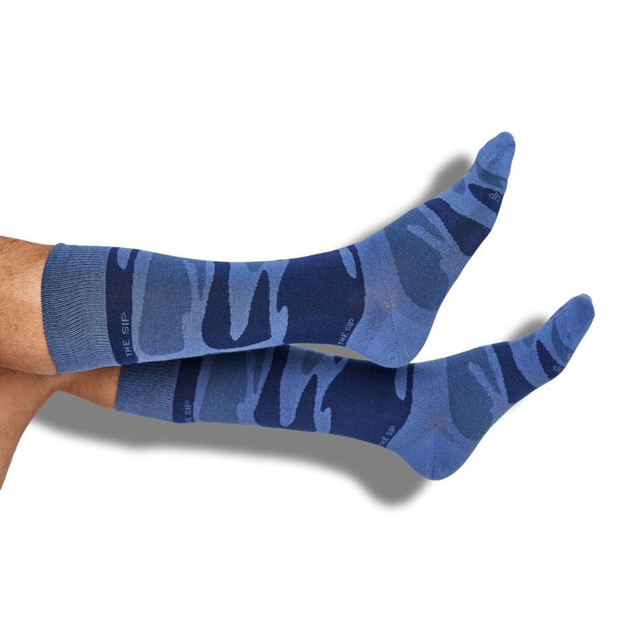 Navy Sip Camo Dress Socks