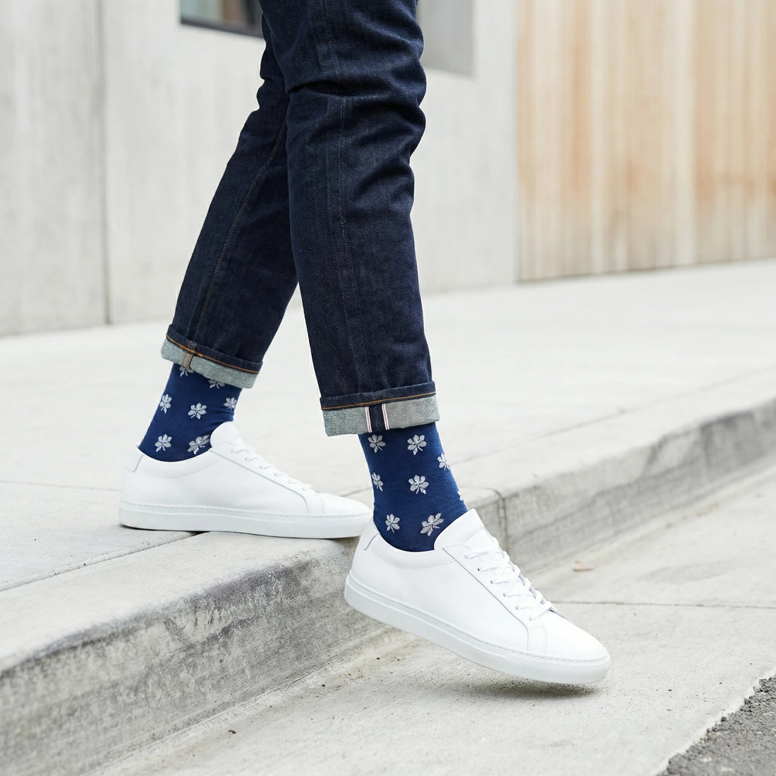 Navy Magnolia Dress Socks