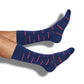 navy camo casual crew socks on legs standing