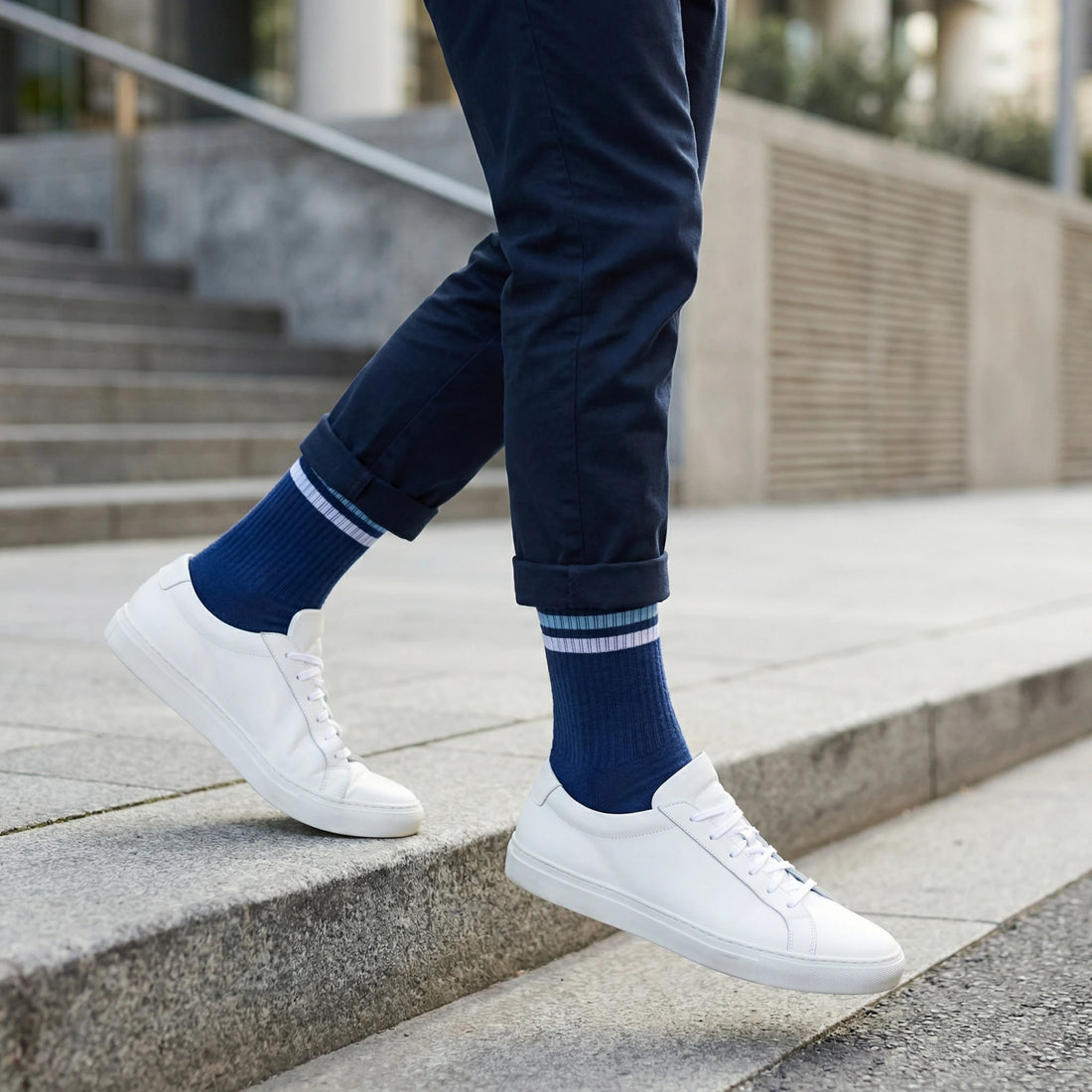 Navy White Retro Stripe