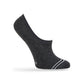 Beau no-show socks on a women's foot form, showing solid charcoal