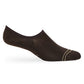 Oakley no-show socks worn, showing the low-cut invisible fit in deep brown with gold toe striping