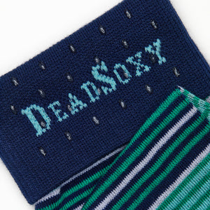 Close-up of Noah dress sock welt detail showing dark navy ribbed cuff