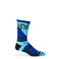 Not.Travis casual collab socks with blue geometric design shown on mannequin.
