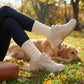 Woman with dog modeling Off-White Casual Crew Socks showing versatile everyday styling
