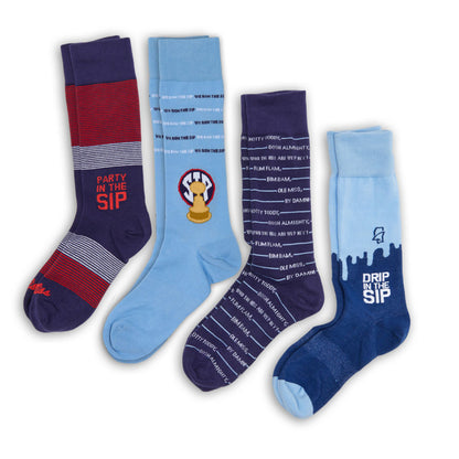 Ole Miss Licensed 4-Pack Dress Socks featuring iconic university themes and colors, perfect for the stylish Rebels fan.