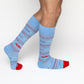 navy camo casual crew socks on legs
