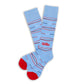 Powder Wave Stripe Dress Socks laid flat with powder blue, navy, and white wave stripes.