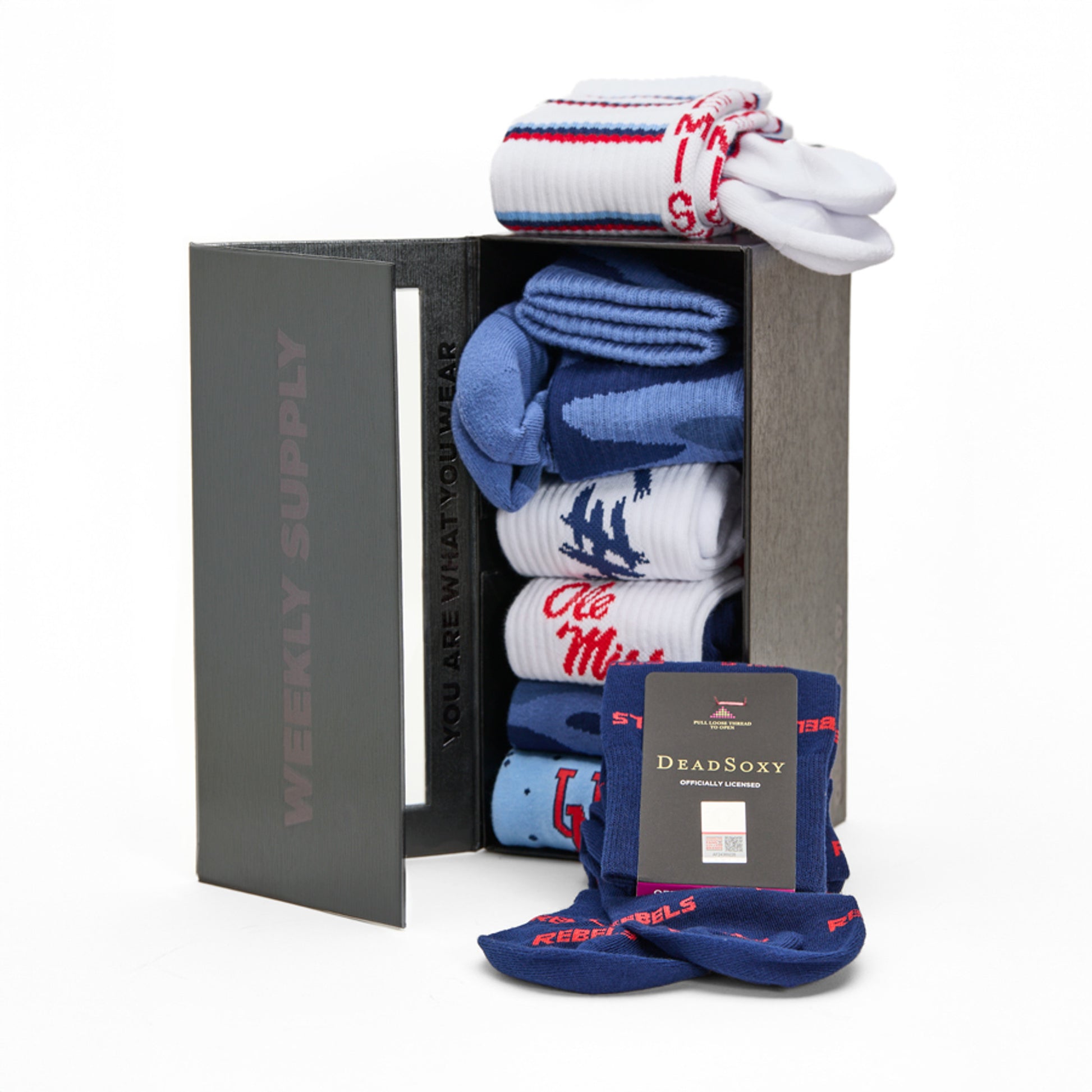 Summer 25 assorted Ole Miss Socks and gift box
