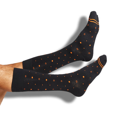 Premium Black Orange Dot Dress Socks | DeadSoxy Bamboo Blend Premium Black Orange Dot Dress Socks | DeadSoxy Bamboo Blend