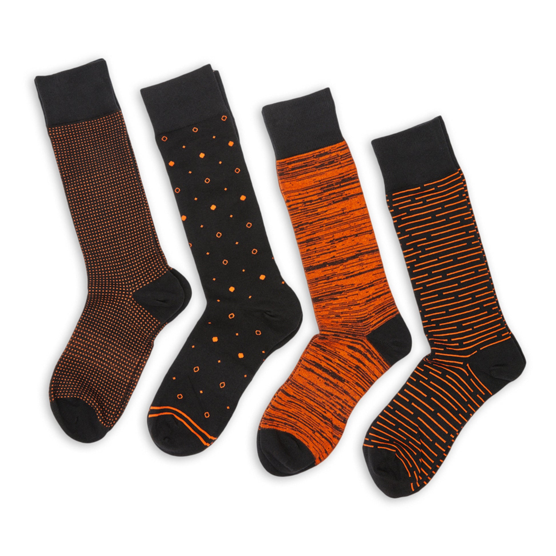 Wear DeadSoxy Orange / Black Dress Socks 4-Pack