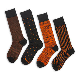 Wear DeadSoxy Orange / Black Dress Socks 4-Pack