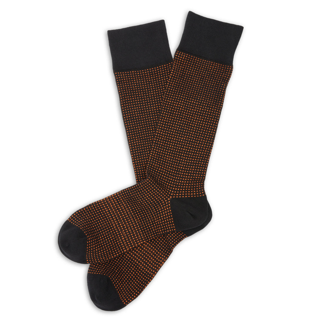 orange and black birdseye dress socks layflat